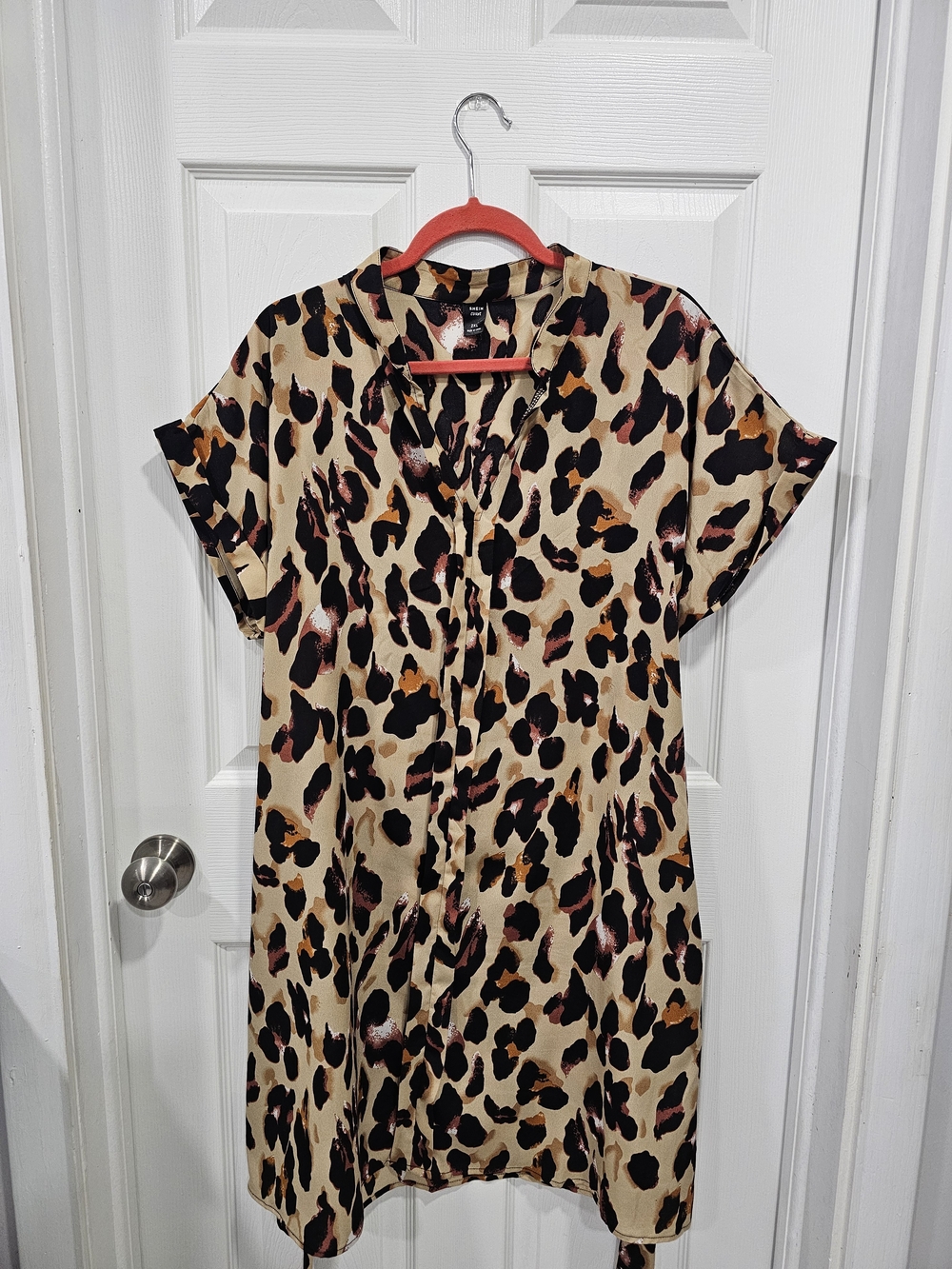 Shein Leopard Print Short Sleeve Dress